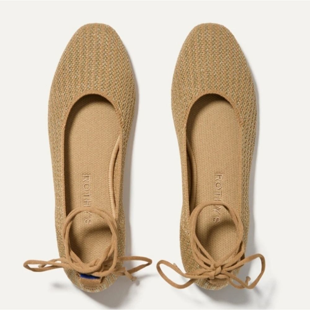 Rothy's The Square Wrap Ballerina Flats Shimmering Gold Size 9.5 - Picture 12 of 16